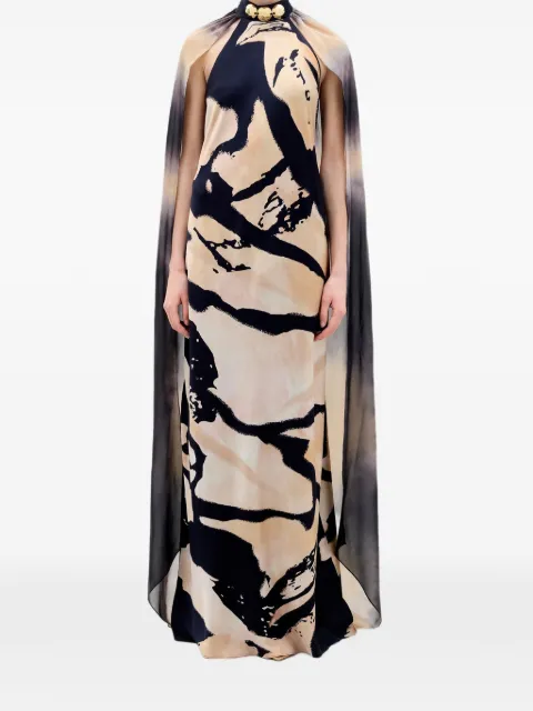 Silvia Tcherassi Sabina cape halterneck maxi dress Neutrals ST250701