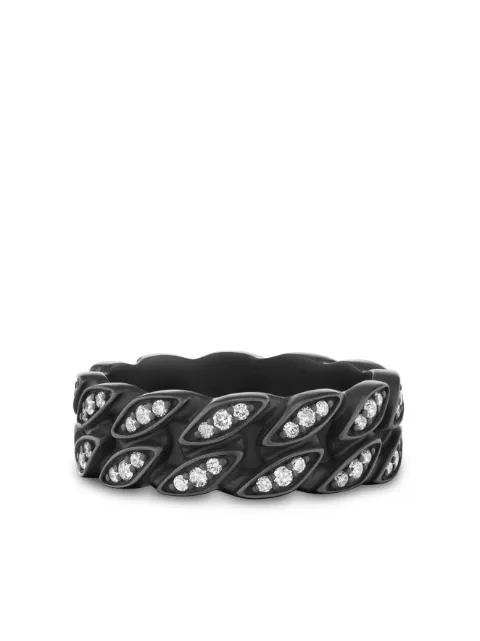 David Yurman titanium curb-chain diamond ring Black R25444MBBADI