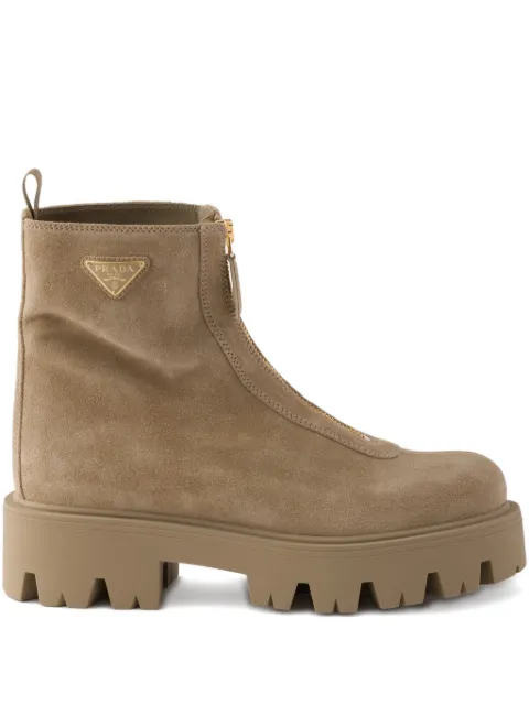 Prada suede booties with zip Brown 1T328OF050054