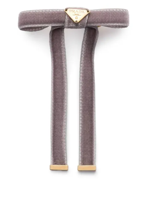 Prada logo velvet hair clip (set of two) Grey 1IF258068