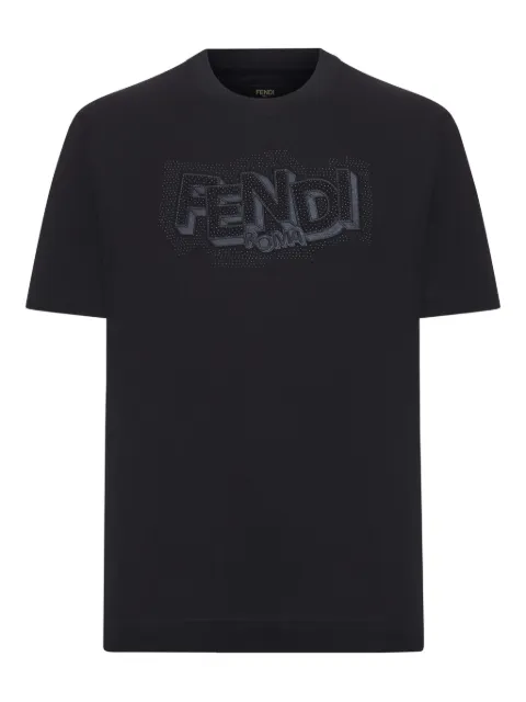 FENDI graphic-embroidered T-Shirt Black FY0936AW0W