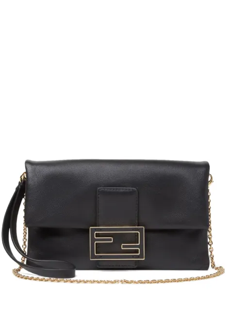 FENDI Mamma Baguette leather clucth bag Black 8M0538ABVE