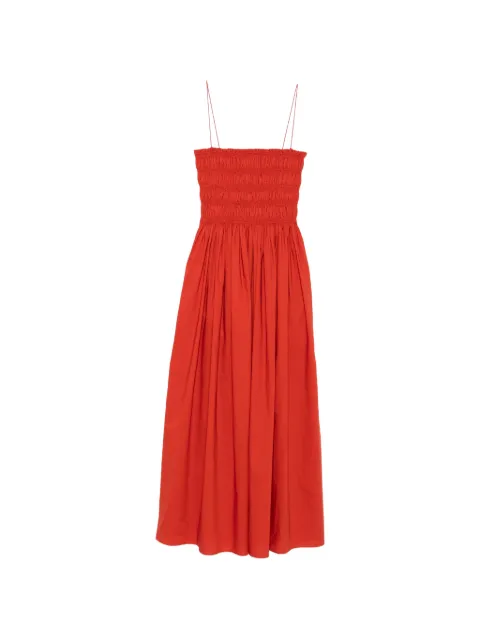 Matteau shirred spaghetti-straps cotton maxi dress Red SHBDRPL