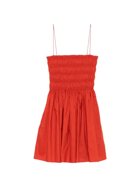 Matteau shirred-bodice spaghetti-straps cotton mini dress Red SBMDRPL
