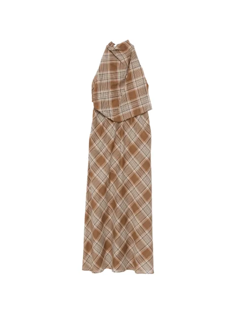 Matteau layered halterneck midi dress Brown LHMDR