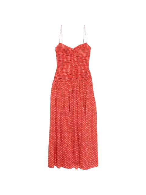 Matteau gathered polka dot midi dress Red GDWDRPR