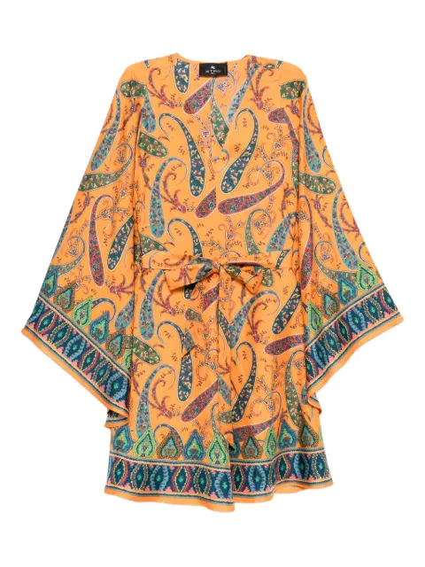 ETRO Paisley tie-waist silk dress Orange WRHA0523AKG16