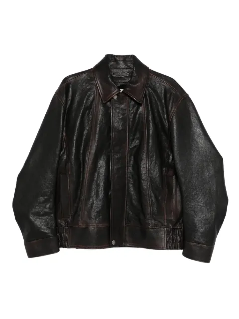 Golden Goose bomber jacket in burgundy nappa leather Brown GMP02531P002301