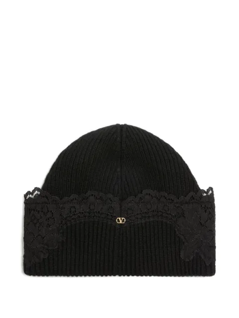 Valentino Garavani Vlogo Signature lace beanie Black WHB02IGTD