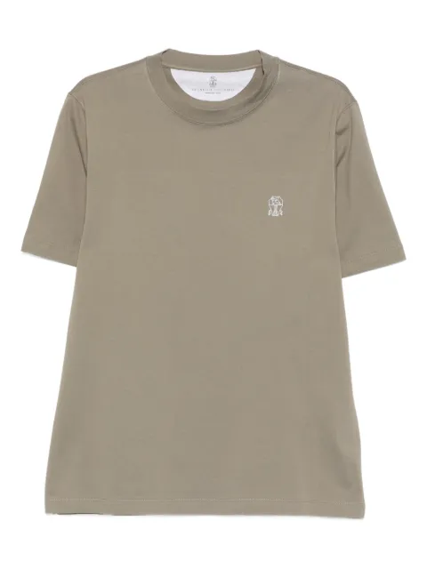 Brunello Cucinelli cotton jersey crew neck T-shirt with logo Green M0B138440CTK16