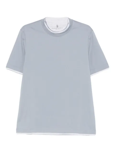 Brunello Cucinelli T-shirt with faux-layering Blue M0B137427COG70
