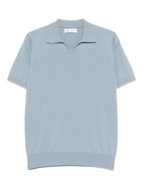 Brunello Cucinelli V-neck short-sleeve top Blue M29800145CMM56