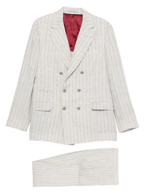 Brunello Cucinelli striped double-breasted suit Neutrals MZ412LDPH8C6183