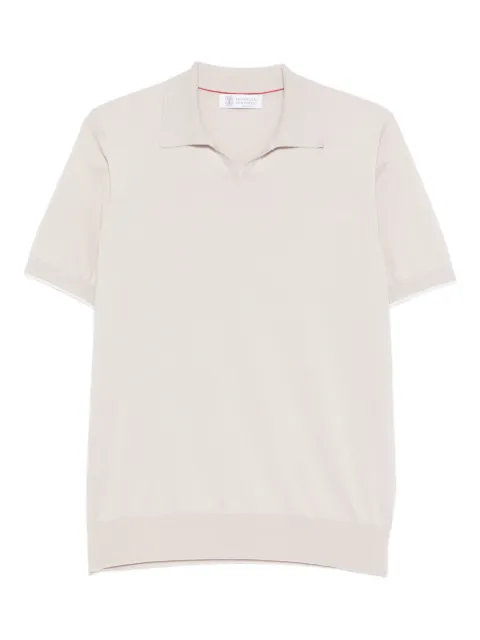 Brunello Cucinelli knitted cotton polo shirt Neutrals M29800145CBD04