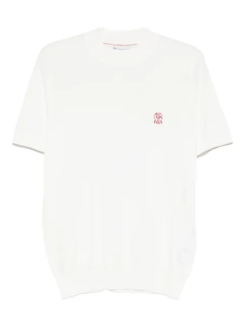 Brunello Cucinelli embroidered-logo knitted T-shirt White M29800104CON63