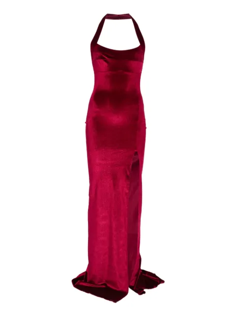 Atu Body Couture halterneck velvet maxi dress Red AT26115