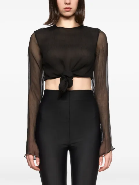 Atu Body Couture Tether long-sleeve silk top Black AT26116