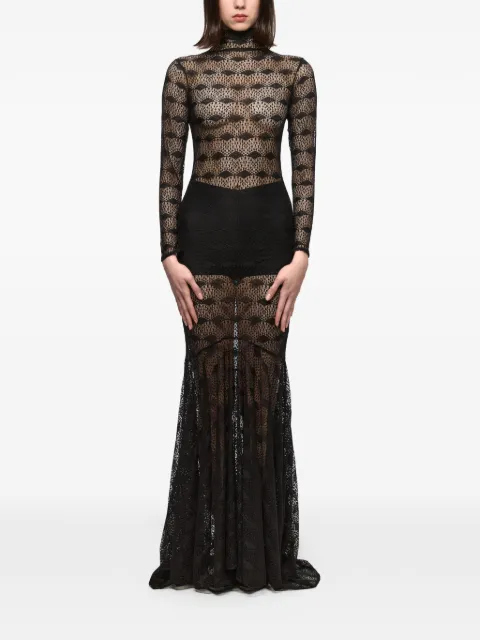 Atu Body Couture long-sleeve mesh maxi dress Black AT25069