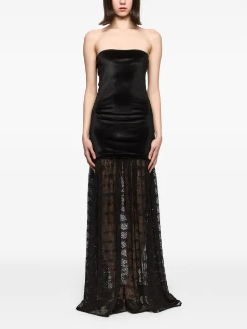 Atu Body Couture strapless lace-panel maxi dress Black AT26114