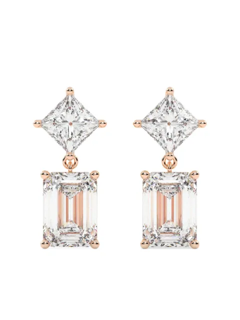 Tilla 14K rose gold princess-cut earrings Pink DRER04RG