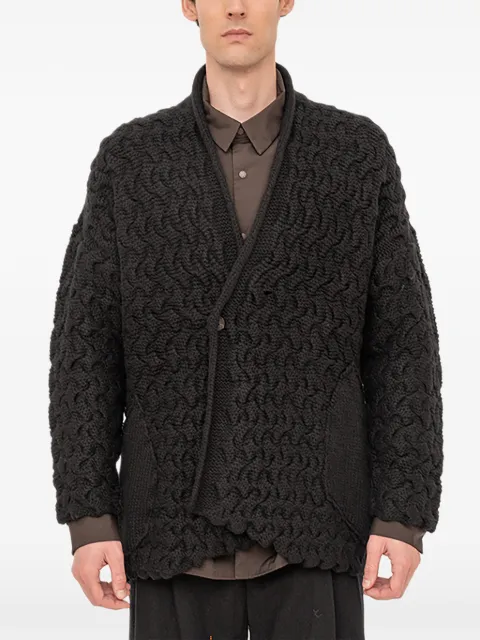 Devoa textured cardigan Black HANDKNITJACKET