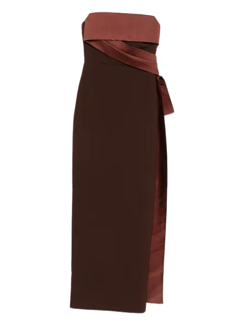 Roland Mouret strapless tie detail maxi dress Brown RMRS26037G