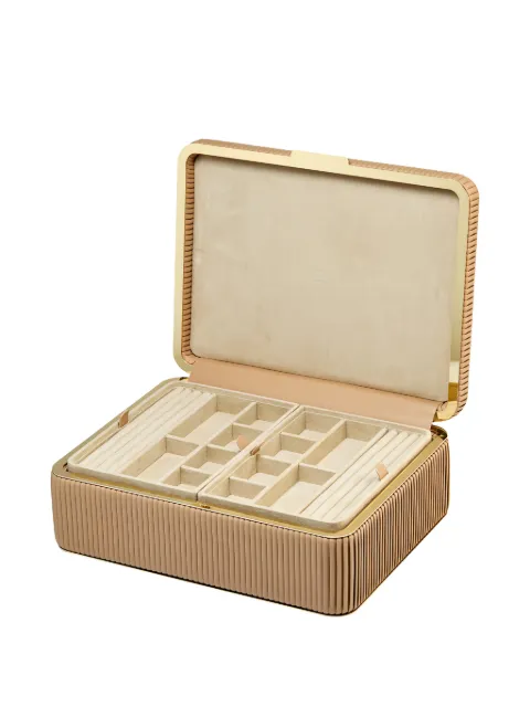 WOLF large Bella ribbed jewellery box (11cm x 24cm) Neutrals 781229