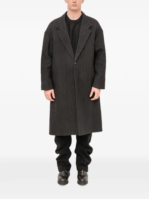 Devoa striped wool single-breasted coat Black WOOLCOATSOFTSTRIPE