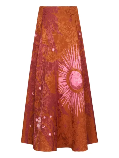 Johanna Ortiz Encanto De Isla printed jacquard skirt Brown PT03635