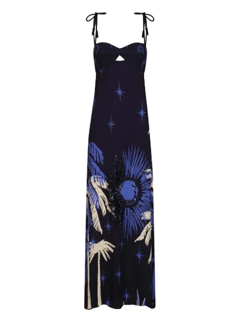 Johanna Ortiz Dancing With The Shadows tie-strap printed dress Blue PT03610