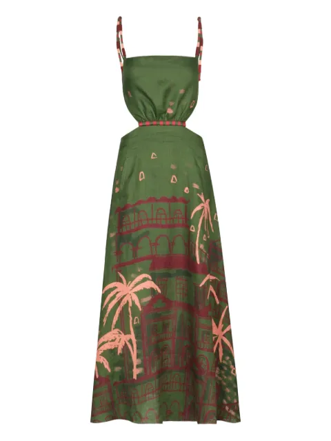 Johanna Ortiz Sailors Prayer cut-out printed dress Green PT03523