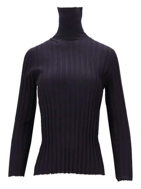 La-Rose high-neck ribbed top Blue LARCACS