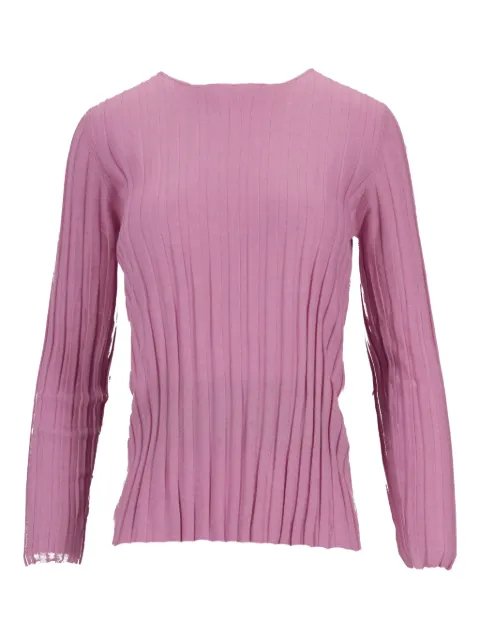 La-Rose ribbed girocollo cashmere top Pink LARDGIRCS