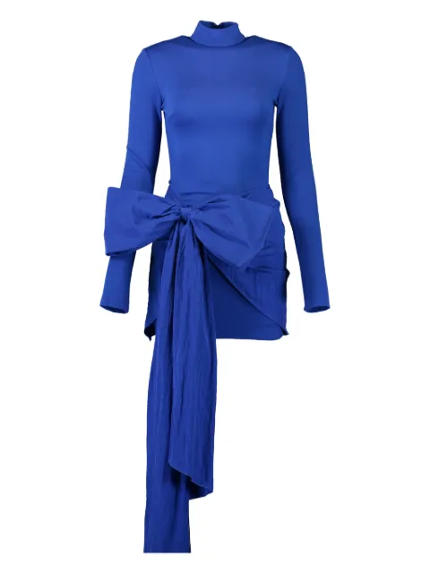 David Koma long-sleeve bow-detail mini dress Blue AW25DK50D