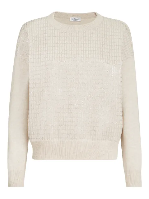 Brunello Cucinelli check-pattern sweater Neutrals M16230010C9731