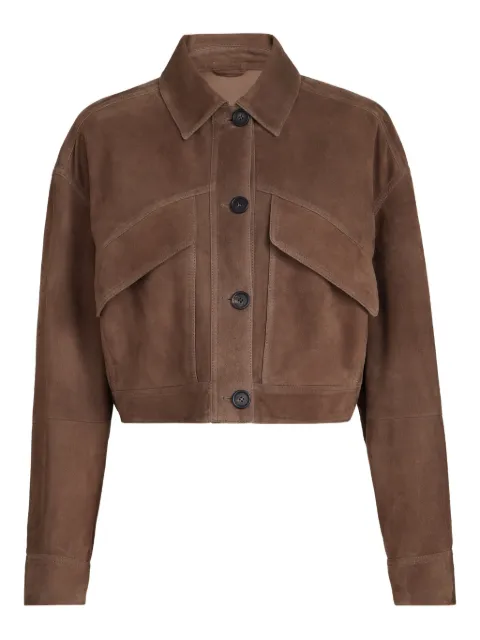 Brunello Cucinelli monili-detail suede cropped jacket Brown MPCAI7802C4219