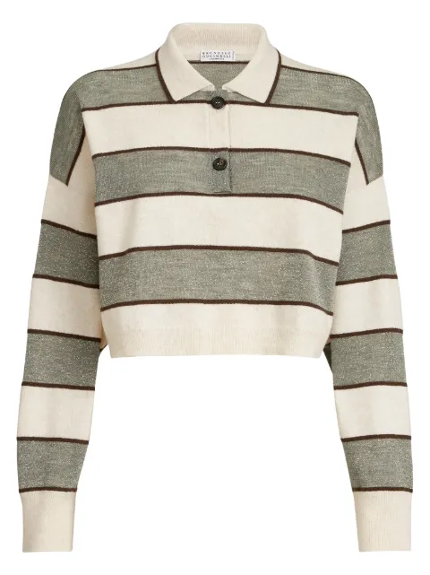 Brunello Cucinelli striped-pattern polo shirt Neutrals M16221605CQU70