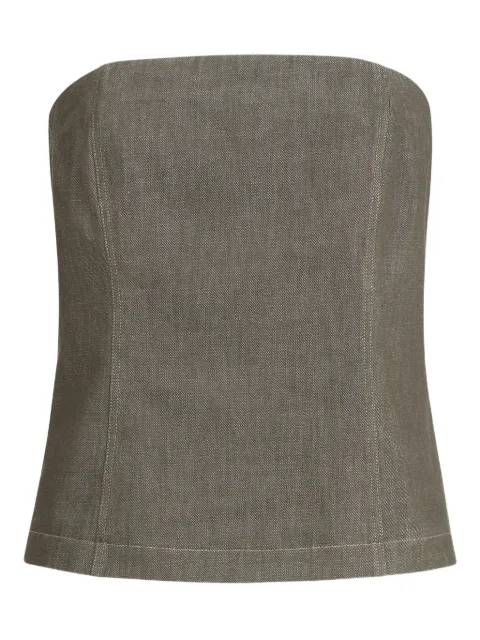 Brunello Cucinelli denim-effect bandeau top Green MB125EO909C004