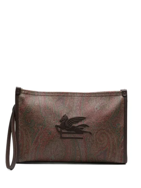 ETRO Paisley Pegasus cotton clutch bag Brown MP2C0001AA086