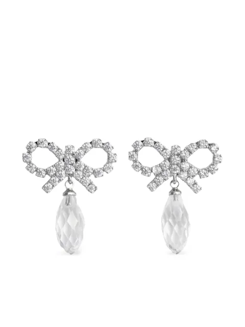 Self-Portrait bow crystal-embellishment earrings Silver RS26630ESLS
