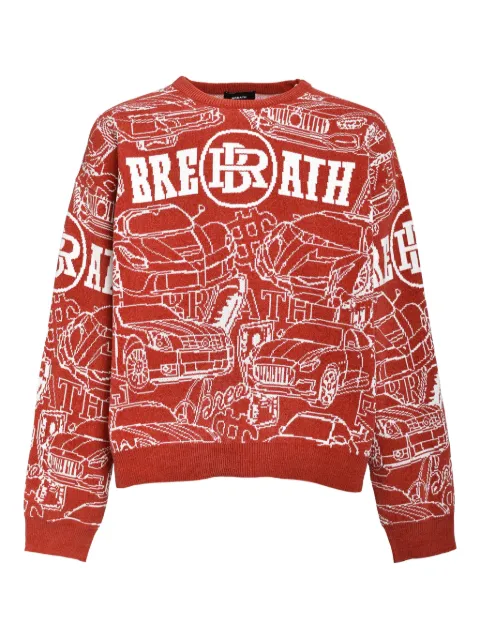 BREATH car-pattern sweater Red BR25AWN3007RED
