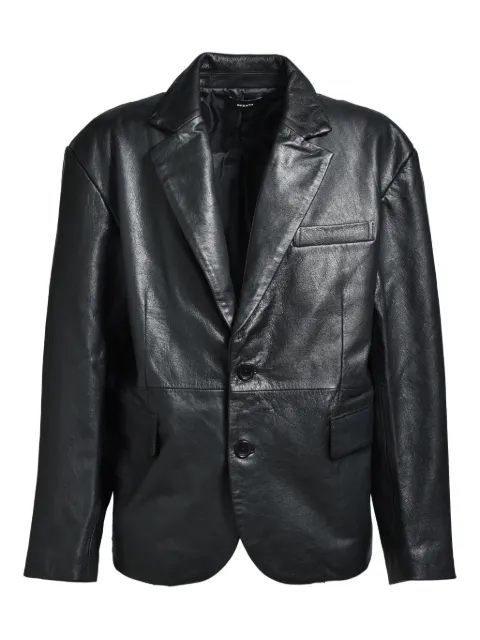 BREATH single-breasted leather blazer Black BR25AWO0006BLK
