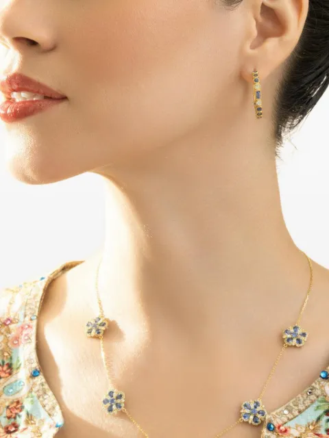 Tanya Farah 18K yellow gold sapphire hoop earrings Gold EMERDBLSA1BGBLSA