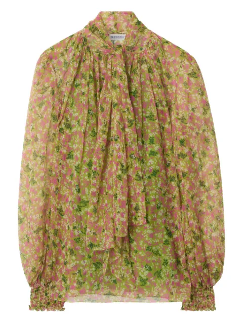 Burberry scarf-tie floral silk blouse Pink 8117599