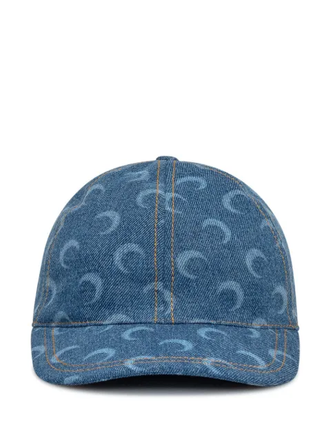 Marine Serre Moon-print denim baseball cap Blue UHG048ACDEN0001BL05