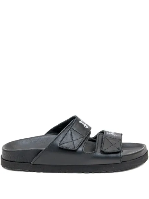 Palm Angels logo-strap sandals Black PWIH001S21LEA0011001