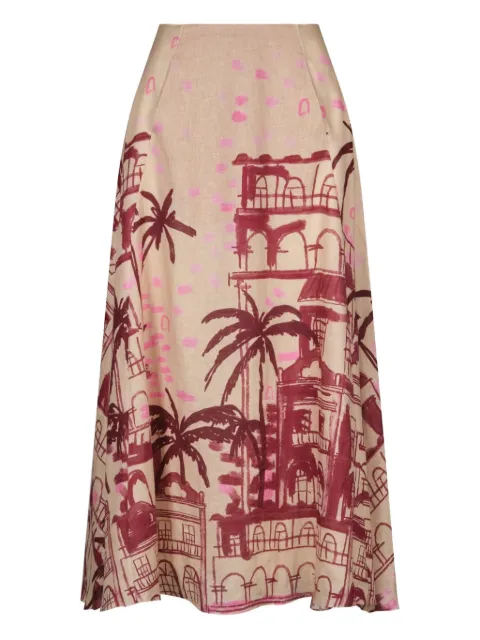 Johanna Ortiz Steps Of Joy printed midi skirt Neutrals PT03524