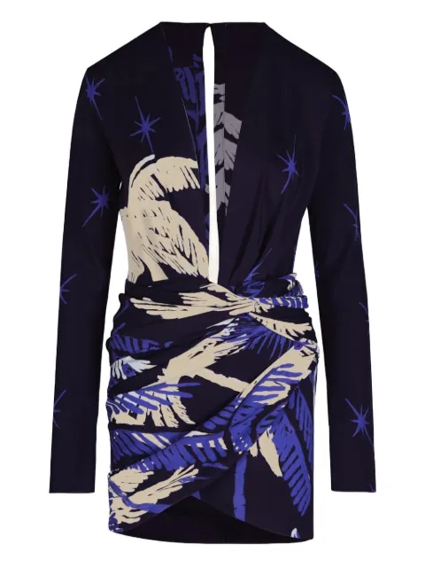 Johanna Ortiz Gangaway long-sleeve printed mini dress Blue PT03616