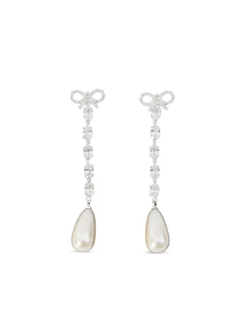 Self-Portrait bow droplet earrings Silver RS26609ESL