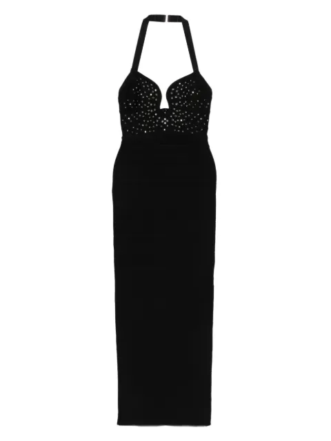 Hervé Léger Reina Gown embellished halter-neck midi dress Black HLC8549906